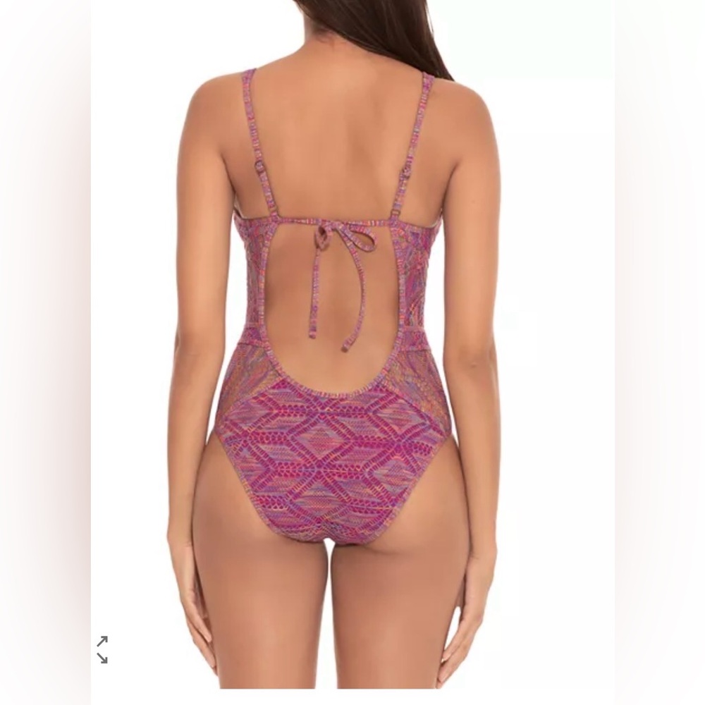 Becca swim one piece mosaic crotchet bathing suit sz Small - Picture 2 of 7